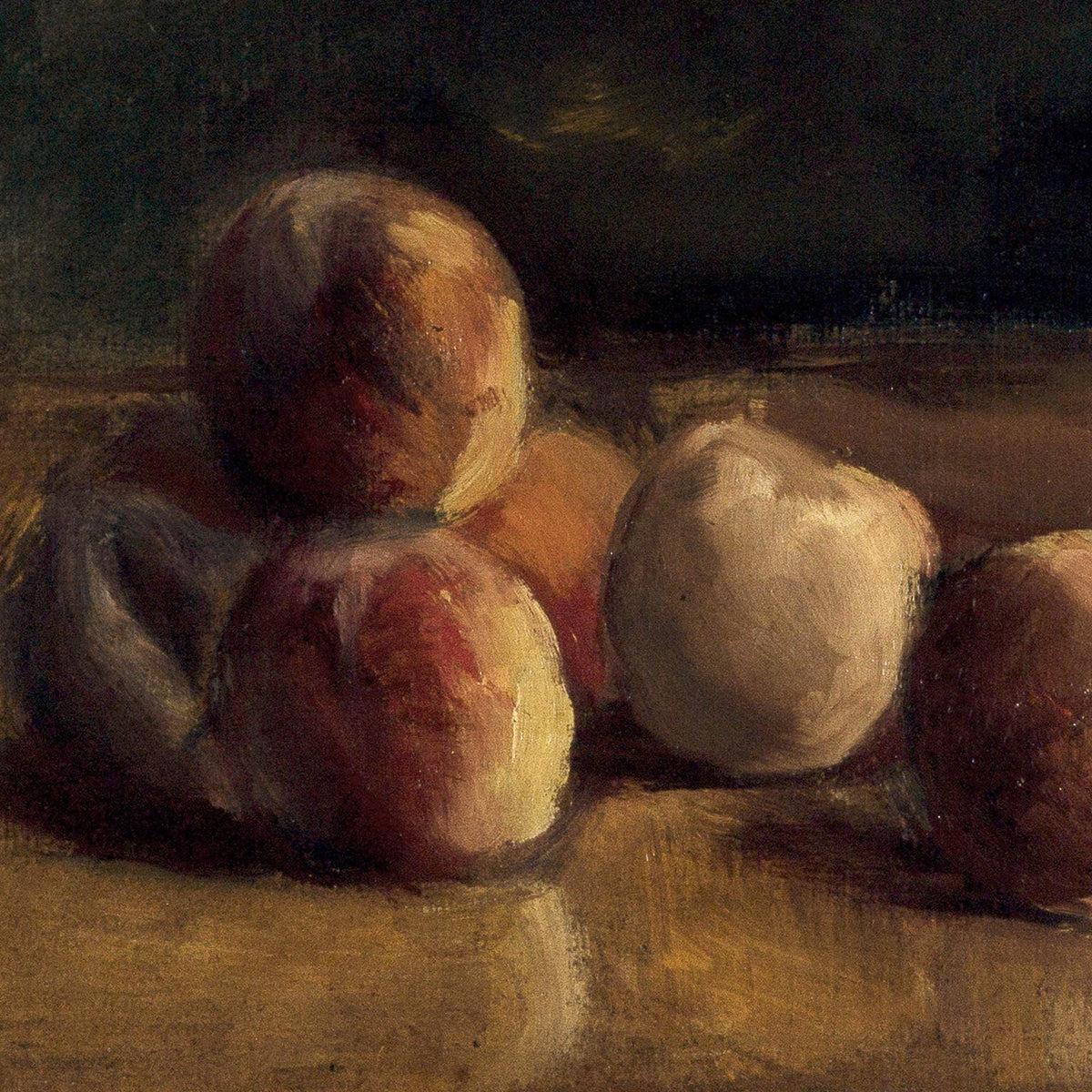 Fruit Still Life Painting | Framed Vintage Kitchen Wall Art | Antique Peach Canvas Print | N26