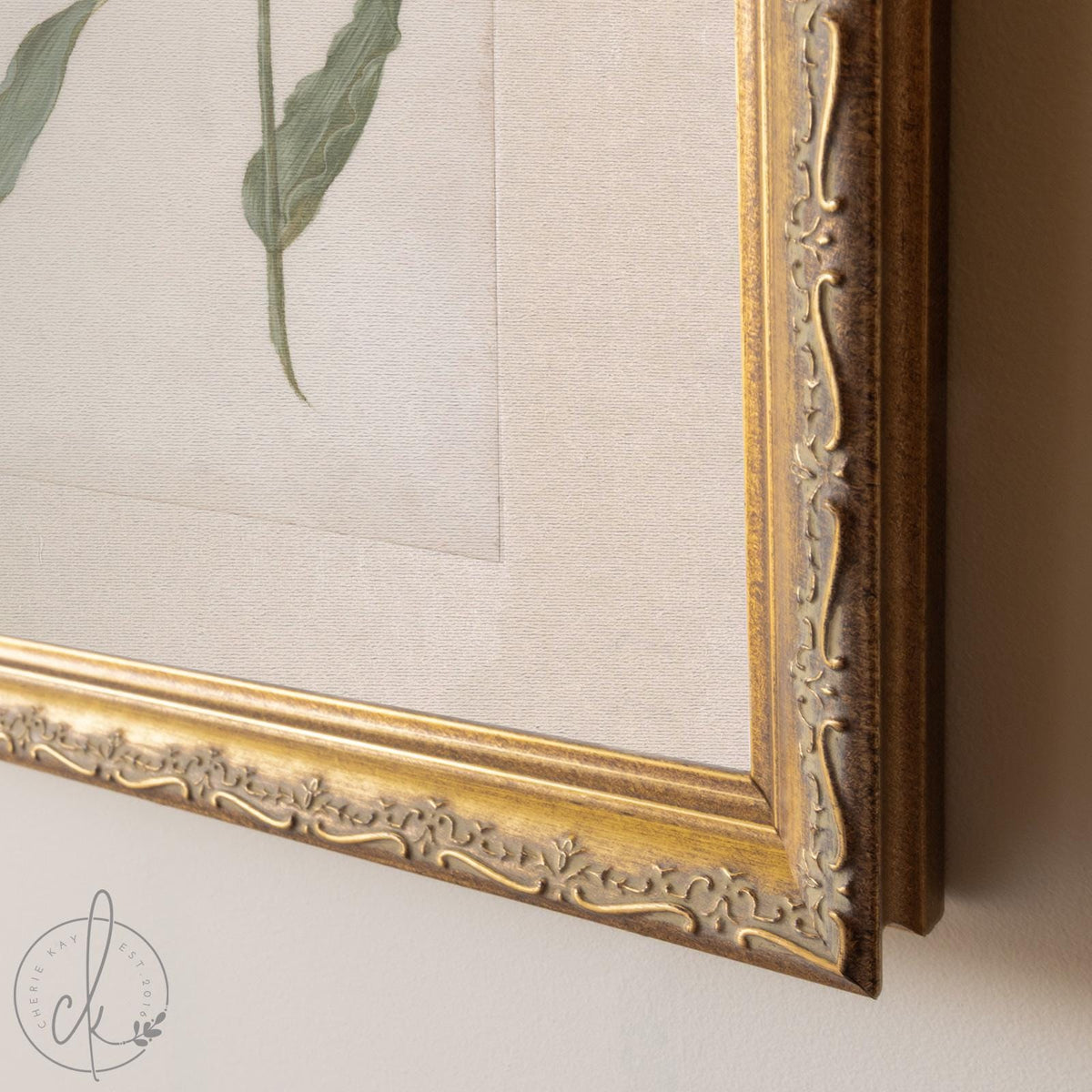 Vintage Botanical Print | Framed Tulip Canvas Art | Antique Gold Floral Wall Decor | N27