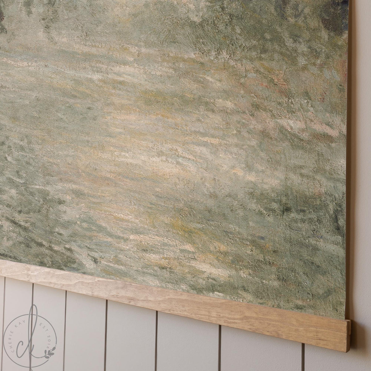 Monet River Painting Canvas Banner | Morning on the Seine | Large Willow Wall Tapestry | T141