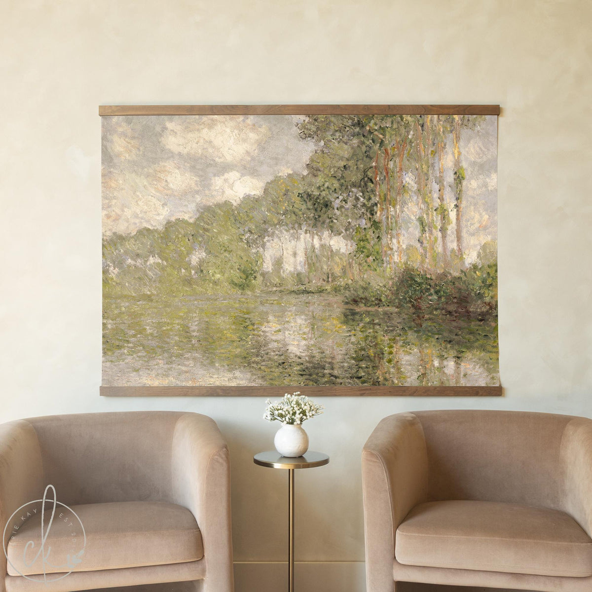Poplars on the Epte | Claude Monet Canvas Banner | Large Impressionist Wall Tapestry | T142