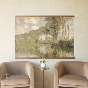 Poplars on the Epte | Claude Monet Canvas Banner | Large Impressionist Wall Tapestry | T142