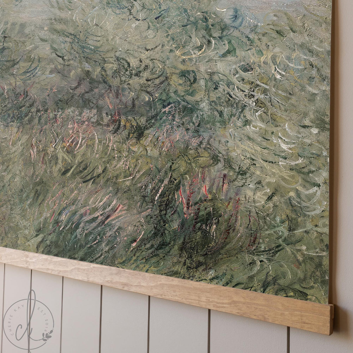 Sage Green Wall Art | Large Canvas Banner | Claude Monet Landscape Tapestry | T143