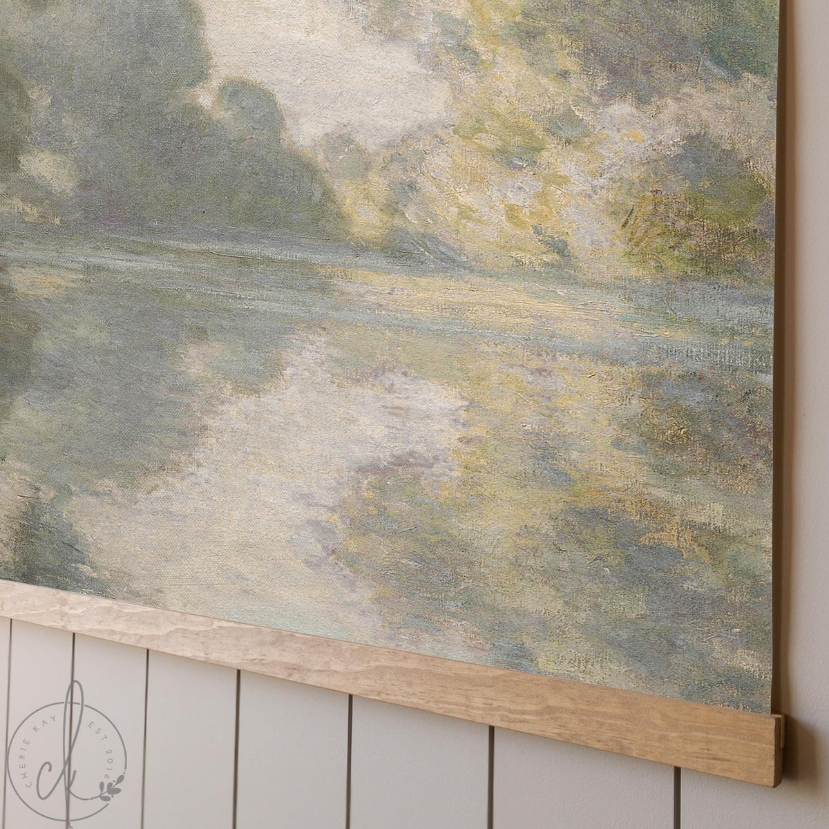 Monet Tapestry | Morning on the Seine Canvas Banner | Green Landscape Wall Art | T144