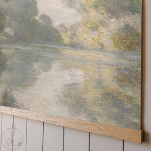 Monet Tapestry | Morning on the Seine Canvas Banner | Green Landscape Wall Art | T144