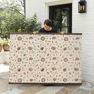 Floral Tapestry Wall Hanging | Large Vintage Botanical Canvas | Boho Terracotta Bedroom Art | T154