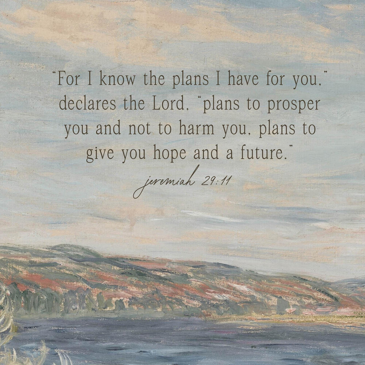 Jeremiah 29:11 Wall Art | Scripture Canvas Banner | Claude Monet Landscape | T146
