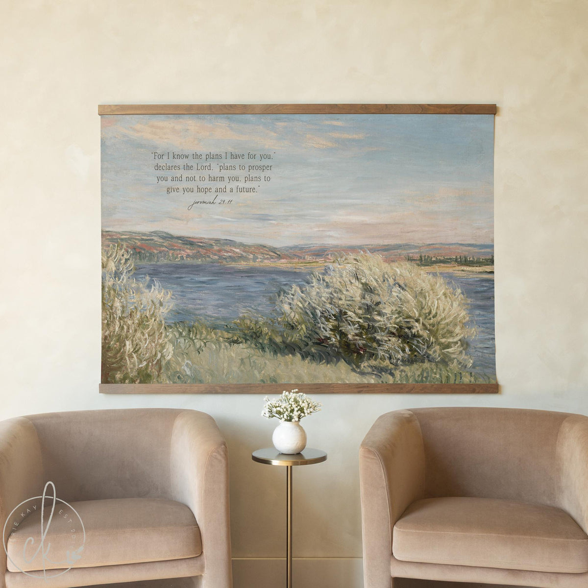 Jeremiah 29:11 Wall Art | Scripture Canvas Banner | Claude Monet Landscape | T146