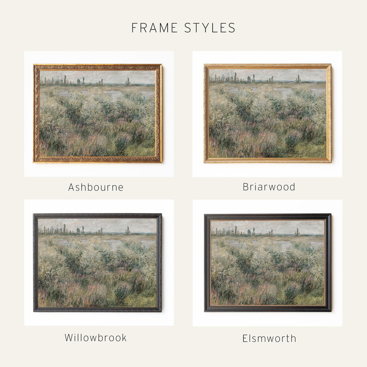 Monet Landscape Painting | Banks of the Seine Vétheuil | Gold Framed Wall Art for Living Room | N8