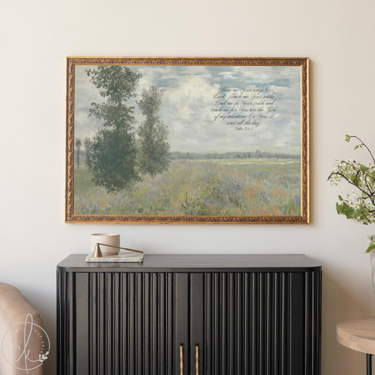 Monet Framed Print | Poppy Field Painting | Psalm 25 Christian Wall Art | N99