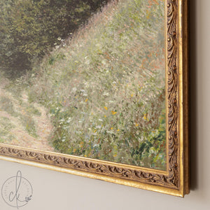 Claude Monet Painting | Road at La Cavée Pourville 1882 | Gold Framed Wildflower Wall Art | N78