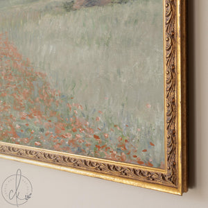 Monet Poppies | Giverny Countryside Wall Art | Large Ornate Gold Framed Canvas Print | N202