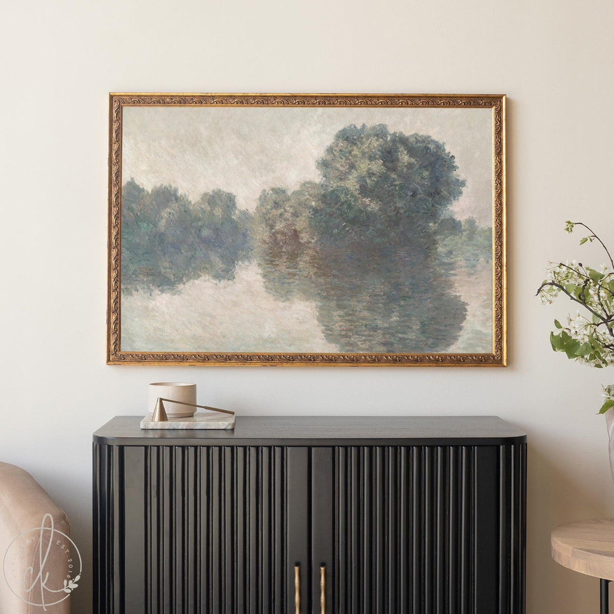 Monet Canvas Print | The Seine at Giverny Framed Wall Art | Impressionist River Landscape | N53