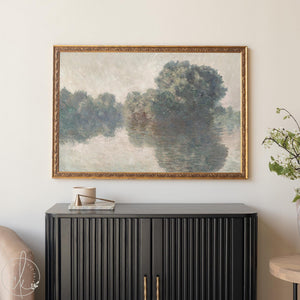 Monet Canvas Print | The Seine at Giverny Framed Wall Art | Impressionist River Landscape | N53