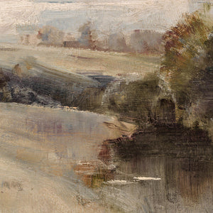 Abstract Landscape Art | Vintage Impressionist Canvas | Antique Gold Framed Wall Decor | N149