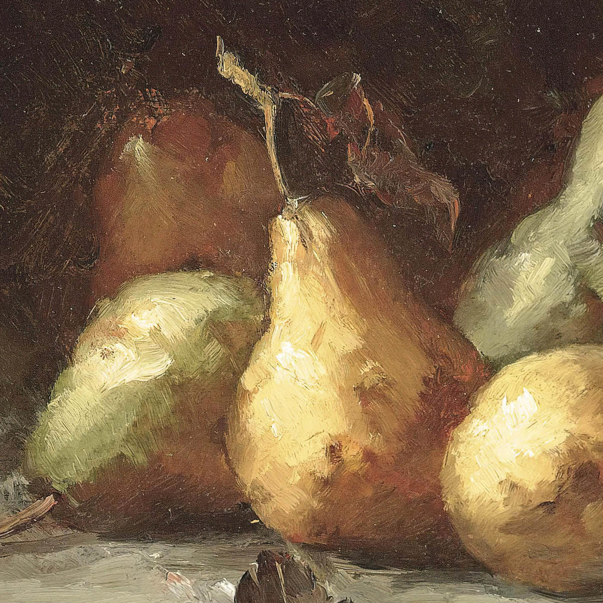 Pear Still Life | Framed Vintage Kitchen Wall Art | Fruit Painting Dining Room Decor | N25
