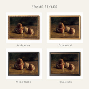 Fruit Still Life Painting | Framed Vintage Kitchen Wall Art | Antique Peach Canvas Print | N26