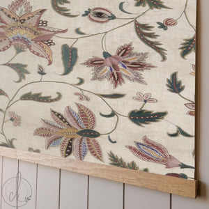 Floral Wall Tapestry | Jacobean Canvas Banner | Large Vintage Botanical Art | T155