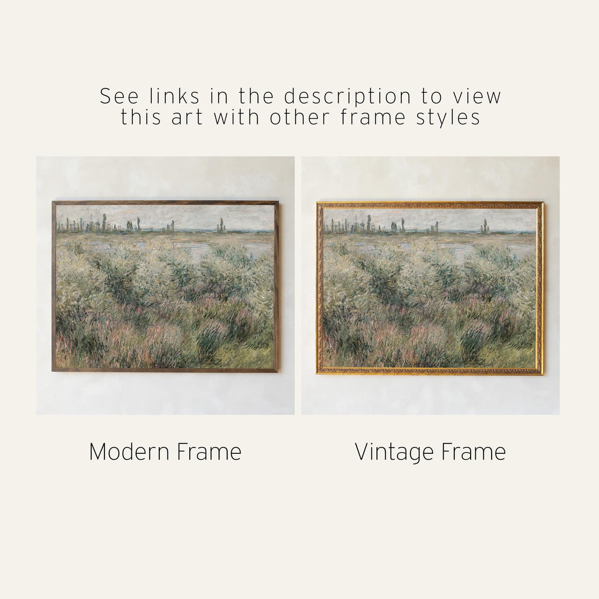 Sage Green Wall Art | Large Canvas Banner | Claude Monet Landscape Tapestry | T143