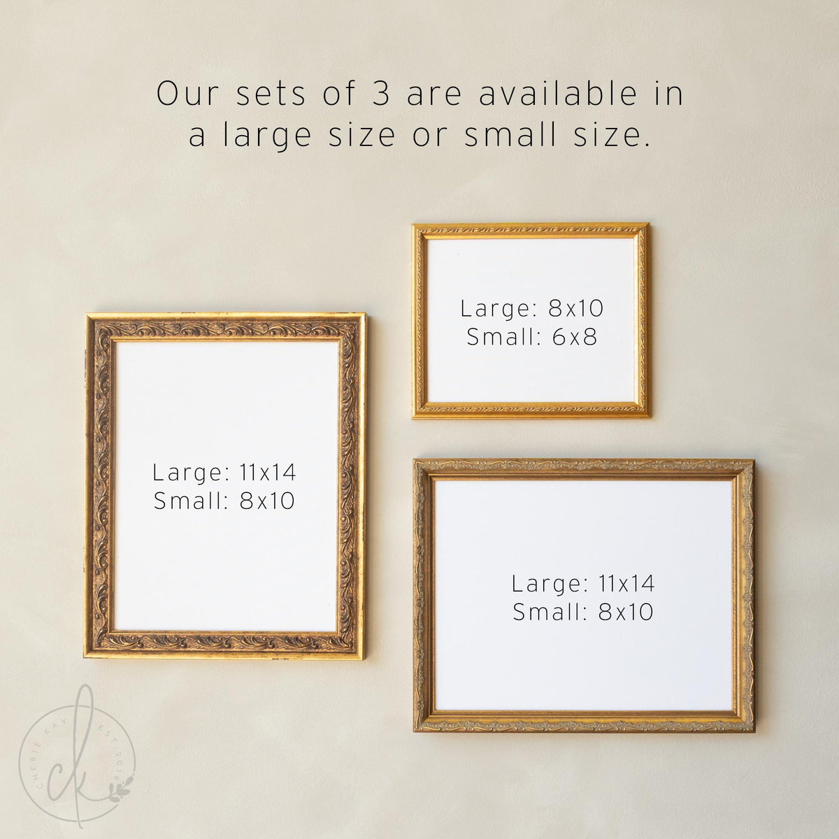 Antique Gold Picture Frame Set of 5 | Empty Ornate Frames for Your Own Art or Photos | Backboard & Acrylic, 6x8 to 11x14