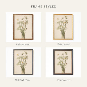 Daisy Wall Decor | Watercolor Flower Painting | Gold Framed Floral Still Life | N218