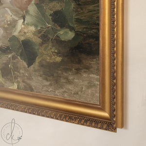 Rose Still Life Wall Art | Moody Vintage Floral Canvas Print | Framed Dining Room Decor | N126