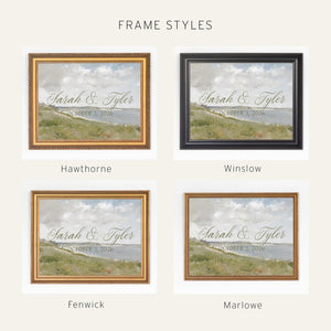 Coastal Wedding Decor | Personalized Last Name Sign | Framed Vintage Beach Painting | N62