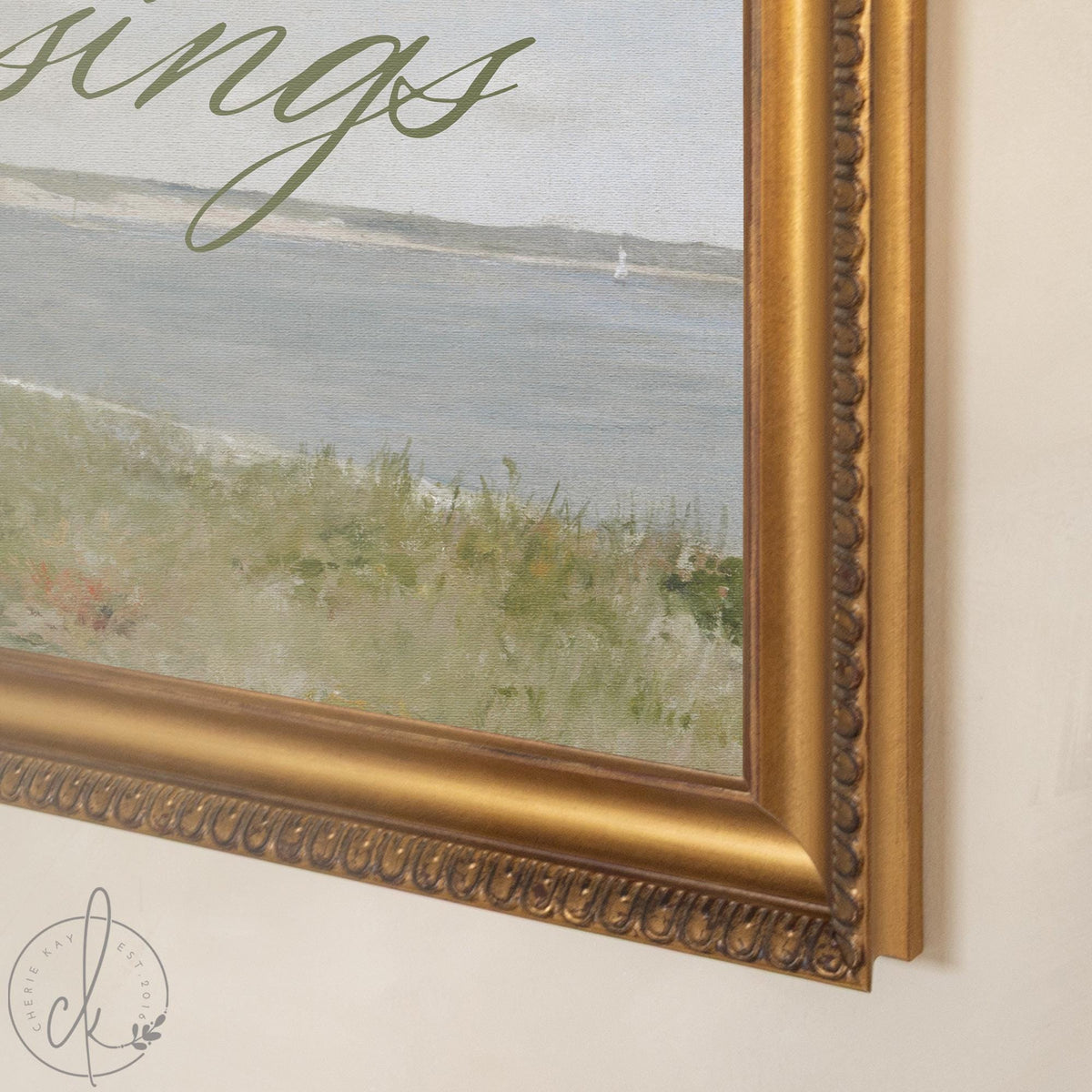 Coastal Wedding Decor | Personalized Last Name Sign | Framed Vintage Beach Painting | N62