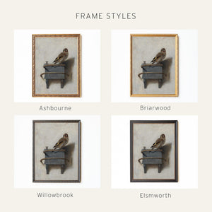 Vintage Bird Art | Framed Goldfinch Canvas Print | Moody Wall Decor for Living Room | N41