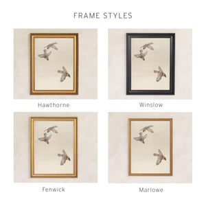 Sparrow Art Print | Vintage Framed Bird Canvas | Antique Gold Wall Decor | N110
