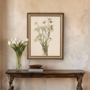 Daisy Wall Decor | Watercolor Flower Painting | Gold Framed Floral Still Life | N218
