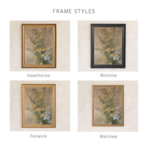 Vintage Botanical Print | Wildflower Still Life Canvas | Gold Framed Floral Wall Art | N22