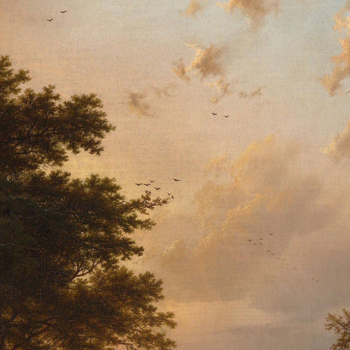 Sunset Wall Art | Vintage Framed Landscape Canvas Print | Cloud Sky Scene | N132