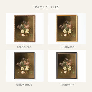 Bouquet Painting | Vintage Floral Still Life | Antique Gold Framed Canvas Wall Art | N129