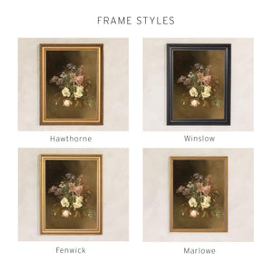 Bouquet Painting | Vintage Floral Still Life | Antique Gold Framed Canvas Wall Art | N129
