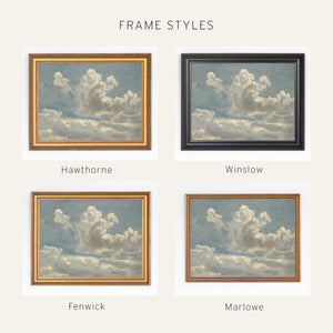Cloud Art Print | Antique Landscape in Ornate Gold Frame | Living Room Wall Art | N135