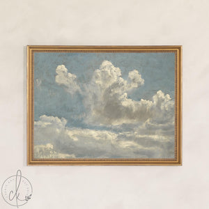 Cloud Art Print | Antique Landscape in Ornate Gold Frame | Living Room Wall Art | N135
