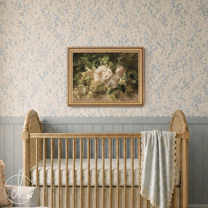 Rose Still Life Wall Art | Moody Vintage Floral Canvas Print | Framed Dining Room Decor | N126
