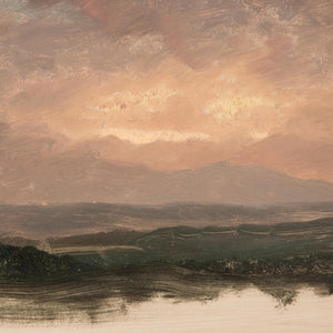 Evening Sky Painting | Vintage Mountain Sunset Landscape Framed Canvas | Moody Wall Art for Living Room or Entryway | N94