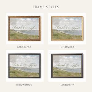 Coastal Wedding Decor | Personalized Last Name Sign | Framed Vintage Beach Painting | N62