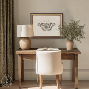 Framed Butterfly Art | Vintage Drawing Canvas Print | Antique Gold Wall Decor | N112