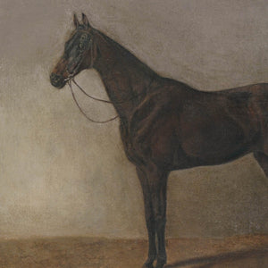 Antique Horse Print | Moody Equestrian Canvas Wall Art | Vintage Gold Frame Decor | N128