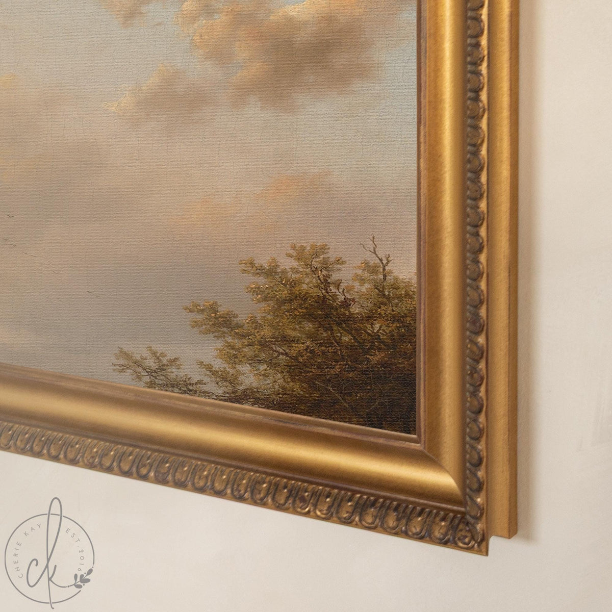 Sunset Wall Art | Vintage Framed Landscape Canvas Print | Cloud Sky Scene | N132