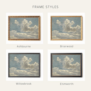 Cloud Art Print | Antique Landscape in Ornate Gold Frame | Living Room Wall Art | N135