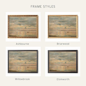 Beach Sunset Art | Vintage Coastal Landscape | Pastel Seascape on Framed Canvas | N137