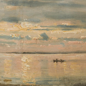 Beach Sunset Art | Vintage Coastal Landscape | Pastel Seascape on Framed Canvas | N137