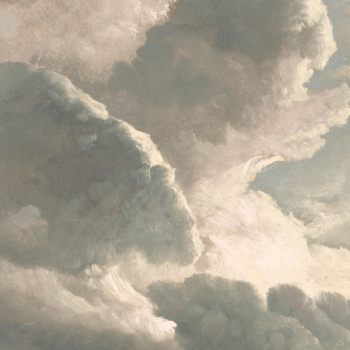 Vintage Sky Painting | Moody Cloud Wall Art | Framed Above Bed Decor | N114