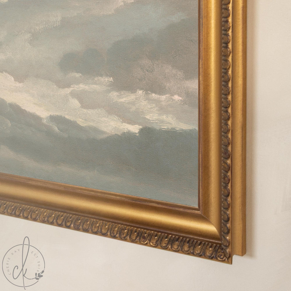 Vintage Sky Painting | Moody Cloud Wall Art | Framed Above Bed Decor | N114