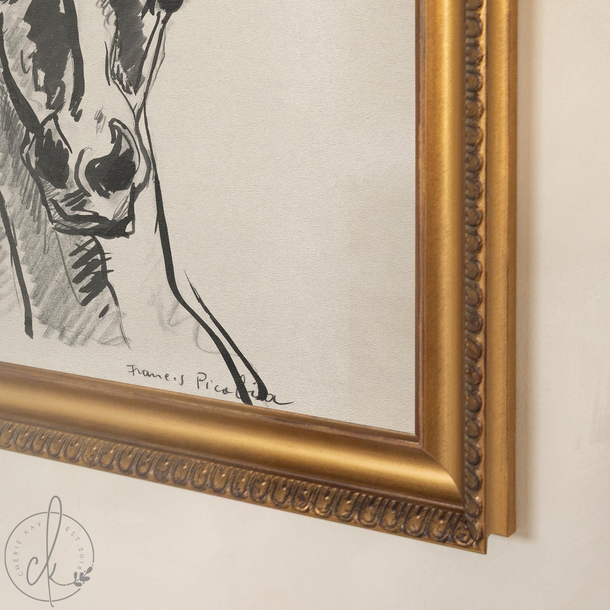 Black and White Horse Art | Framed Horse Sketch Print | Modern Equestrian Wall Decor | N144