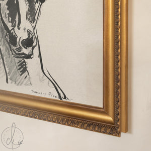 Black and White Horse Art | Framed Horse Sketch Print | Modern Equestrian Wall Decor | N144
