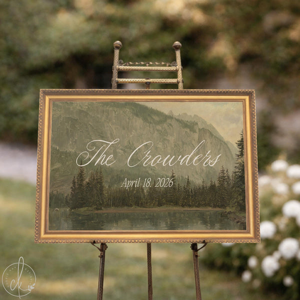 Last Name Wedding Sign | Framed Mountain Lake Canvas | Personalized Family Keepsake | N140